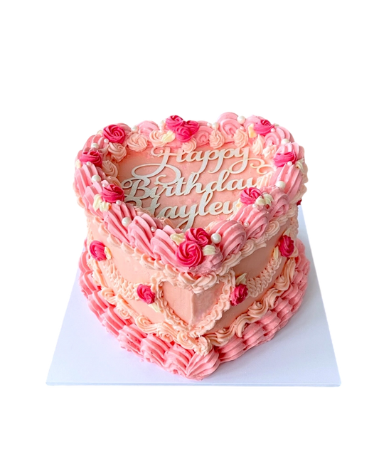 Vintage Glitter Heart Cake